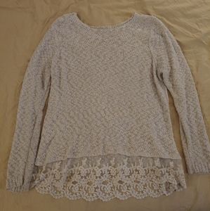 Avenue Soft Sweater With Lace Trim